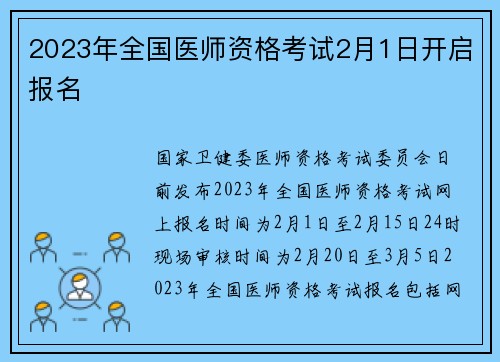 2023年全国医师资格考试2月1日开启报名